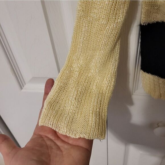 Charming Charlie cream/black striped v-neck oversized sweater - Picture 5 of 5